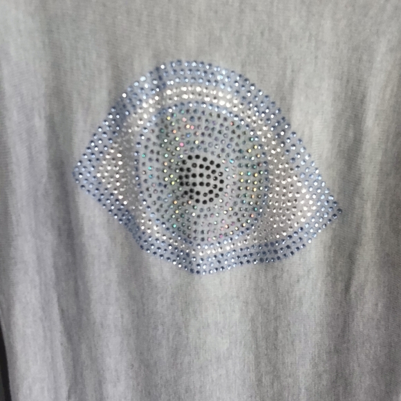 Rachel Zoe cashmere blend size L evil eye jeweled crew neck grey sweater - Picture 5 of 5